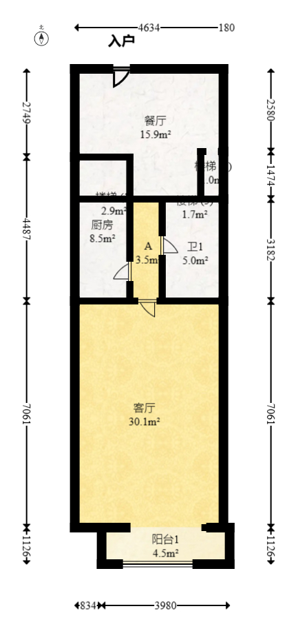 QQ生活馆  2室2厅1卫   56.80万室内图1