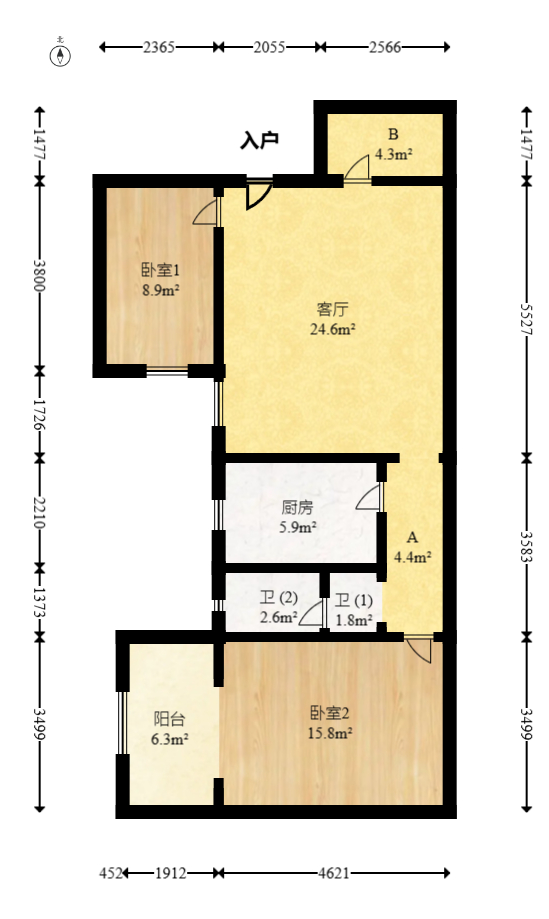 华韵07  2室2厅1卫   62.00万室内图1