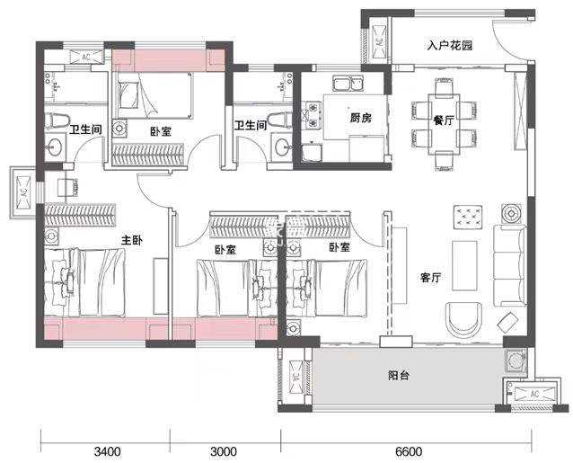 中海学府里  4室2厅2卫    89.0万