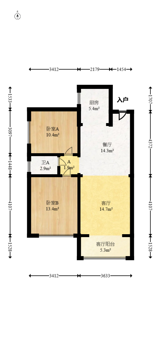 钰龙天下二期（钰龙佳园）  2室2厅1卫   210.00万室内图1