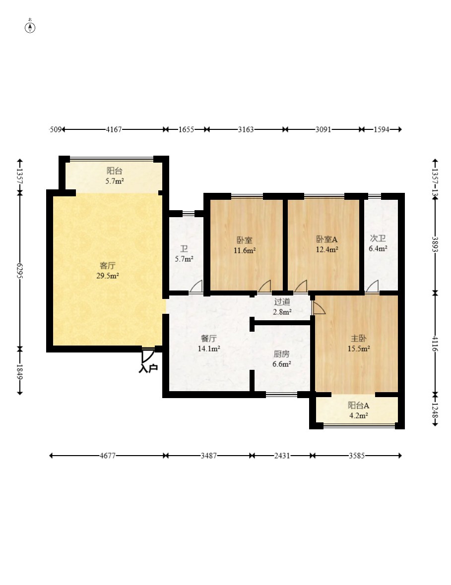 楚天世纪城东苑 3室2厅2卫 88.0万 楚天世纪城东苑 3室2厅2卫 88.0万户型图