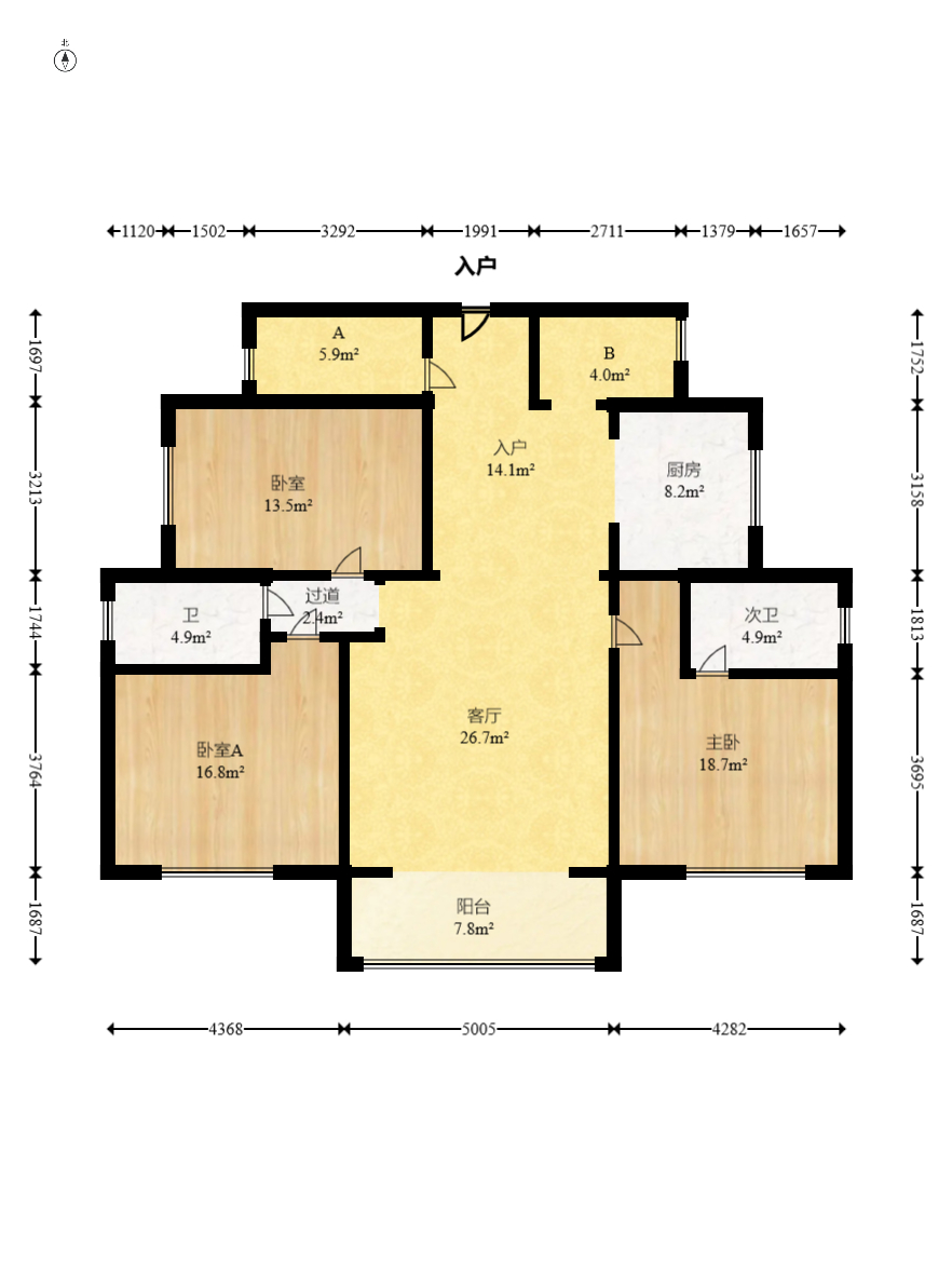 星电恬园  3室2厅2卫    105.0万 星电恬园  3室2厅2卫    105.0万户型图