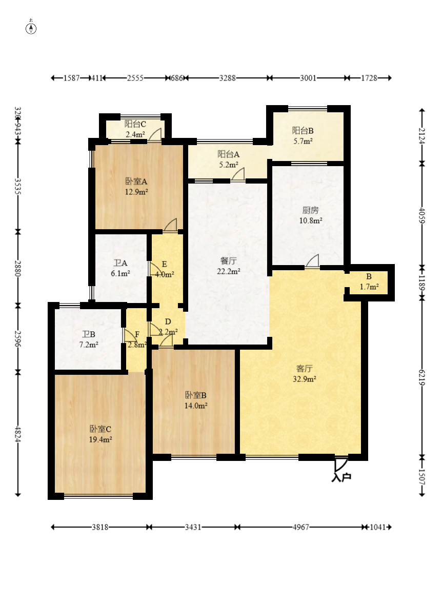 托斯卡纳  3室2厅2卫    268.0万室内图1