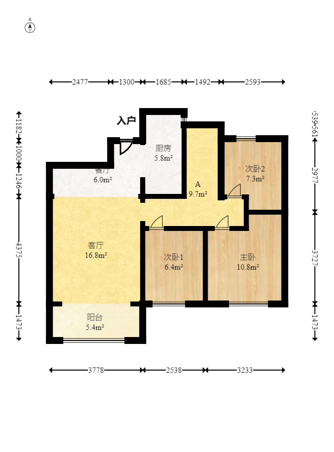 深业睿城 3室2厅1卫 69.8万 深业睿城 3室2厅1卫 69.8万户型图