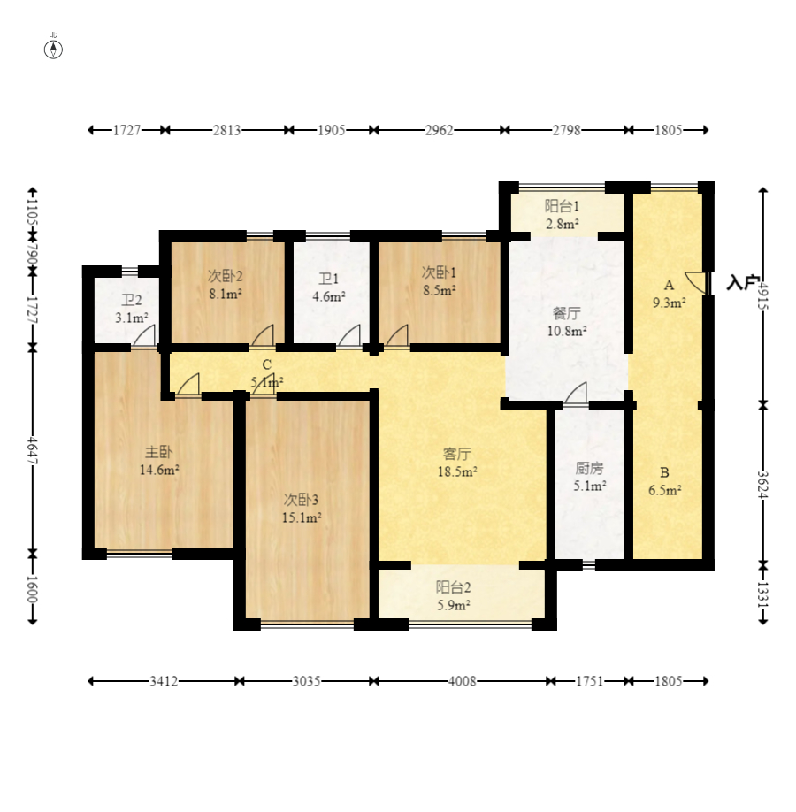 深业睿城 5室2厅2卫 125.8万 深业睿城 5室2厅2卫 125.8万户型图