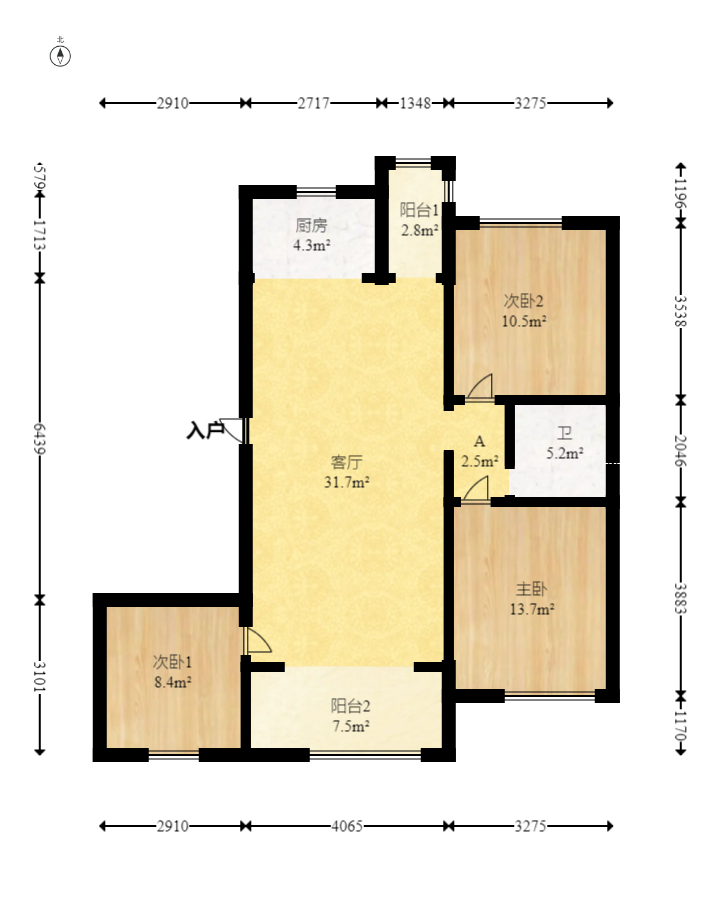 鹏基诺亚山林 3室2厅1卫 60.0万 鹏基诺亚山林 3室2厅1卫 60.0万户型图