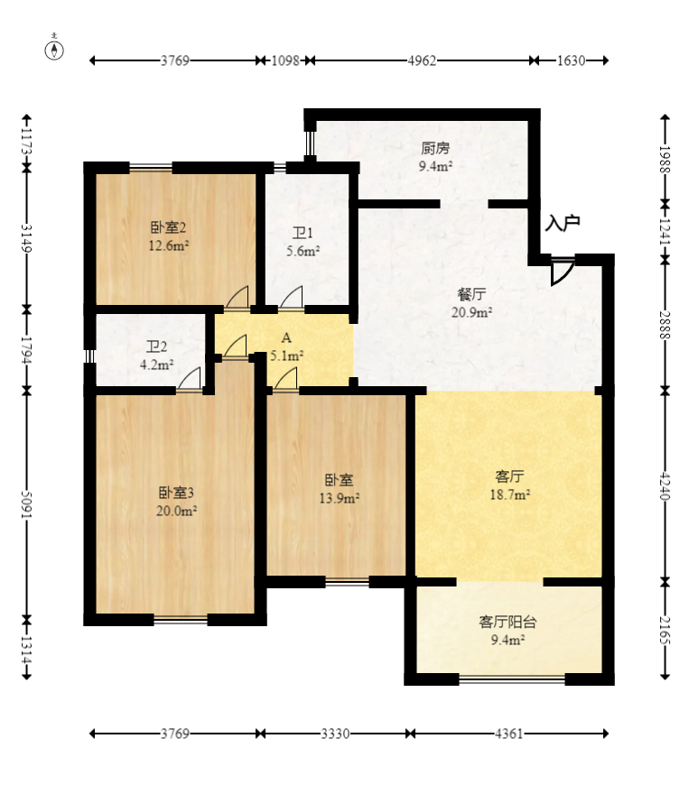 康斯丹郡（融程领秀佳园）  3室2厅2卫   99.00万室内图1
