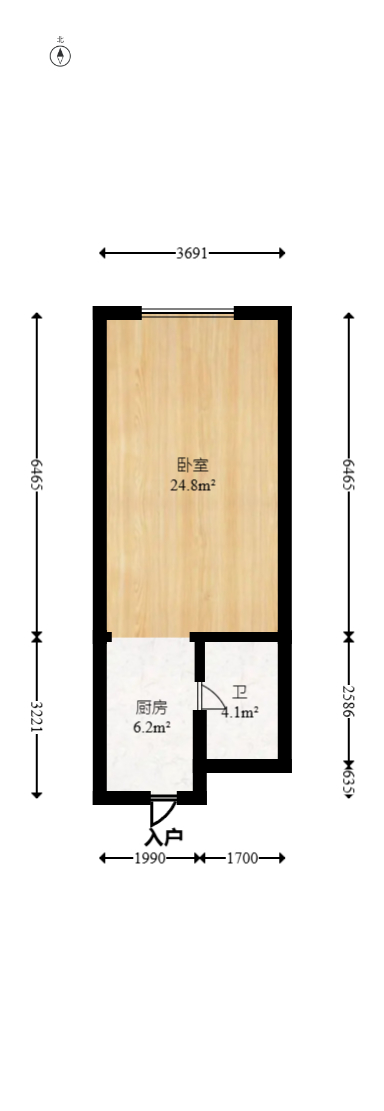华润置地中心  1室1厅1卫   51.80万室内图1