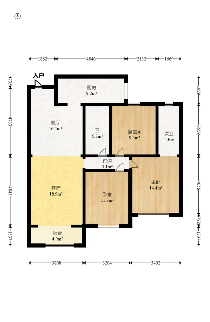 未来漫城 3室2厅2卫 89.8万 未来漫城 3室2厅2卫 89.8万户型图