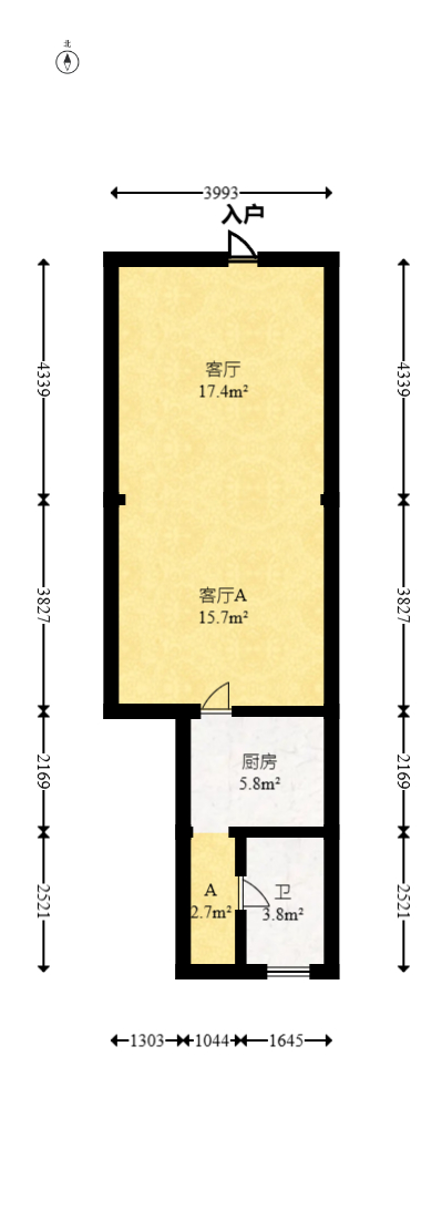星沙三区  1室1厅1卫   80.00万室内图1