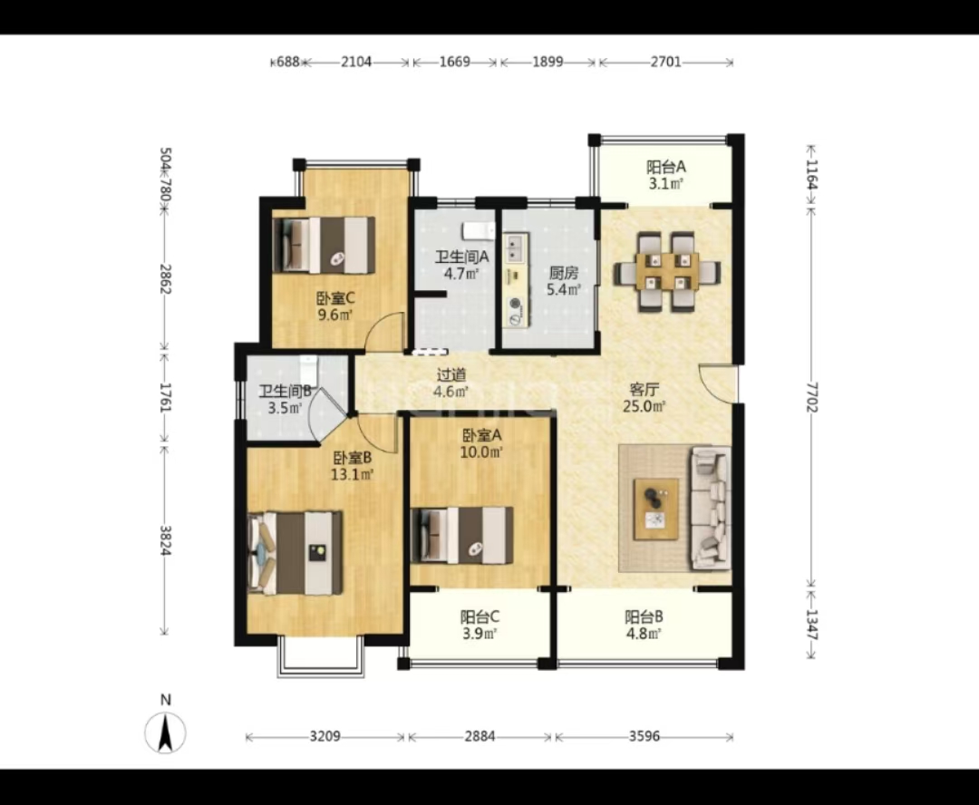 亿都时光 3室2厅2卫 110.0万 亿都时光 3室2厅2卫 110.0万室内图