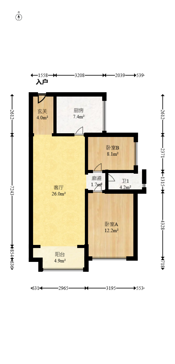 江山帝景哈佛 2室2厅1卫 82.0万 江山帝景哈佛 2室2厅1卫 82.0万户型图