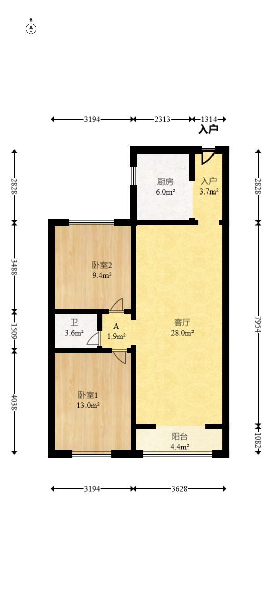 兴威帕克水岸 2室2厅1卫 52.0万 兴威帕克水岸 2室2厅1卫 52.0万户型图