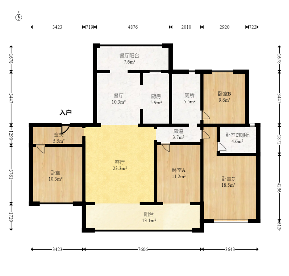 龙湖江与城 4室2厅2卫 135.0万 龙湖江与城 4室2厅2卫 135.0万户型图