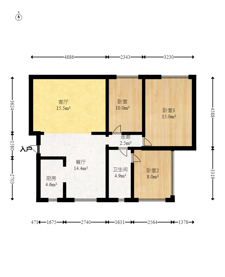 豪都新天地  3室2厅1卫    56.0万室内图1