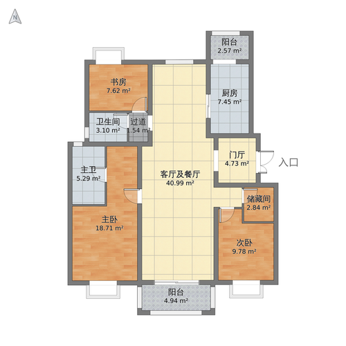 熙城春天  3室1厅2卫   68.00万户型图