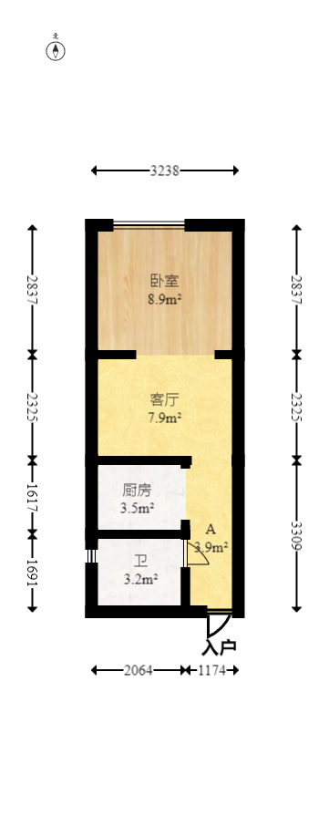 鑫远湘府逸园  1室1厅1卫   25.00万室内图1