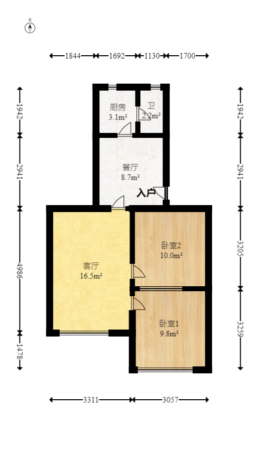 赤岗小区（一二三片）  2室1厅1卫   32.00万室内图1