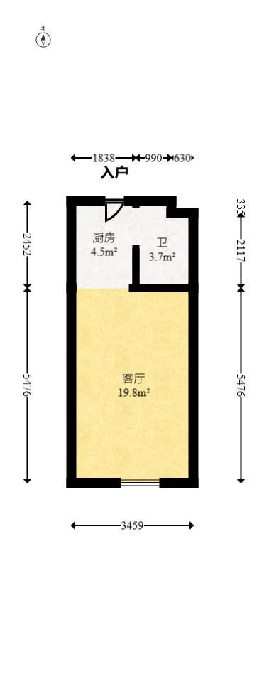 佳兆业云顶梅溪湖（佳兆业梅溪荟）  1室1厅1卫   58.00万室内图1