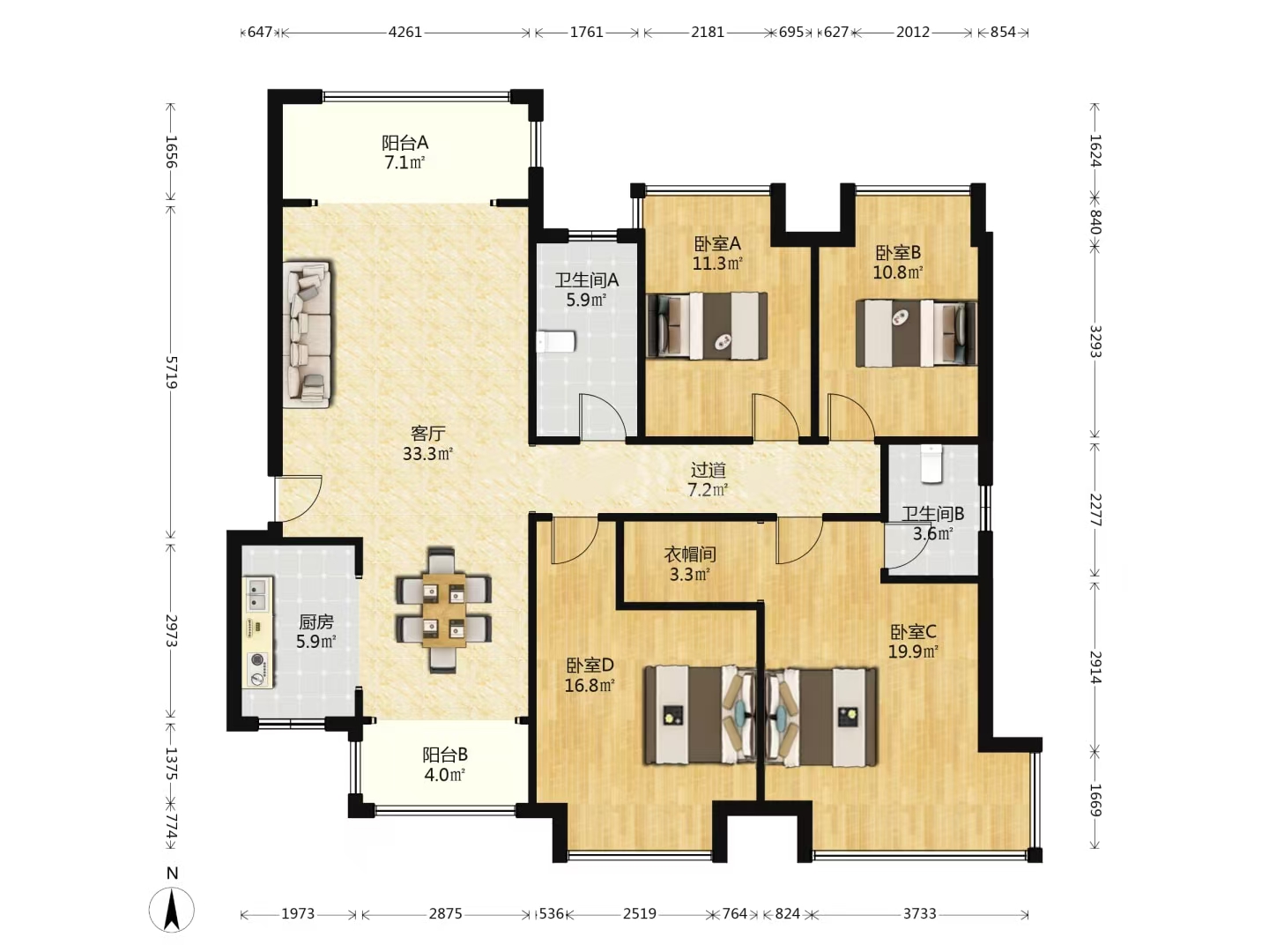 华晨神农湾 4室2厅2卫 110.0万 华晨神农湾 4室2厅2卫 110.0万室内图