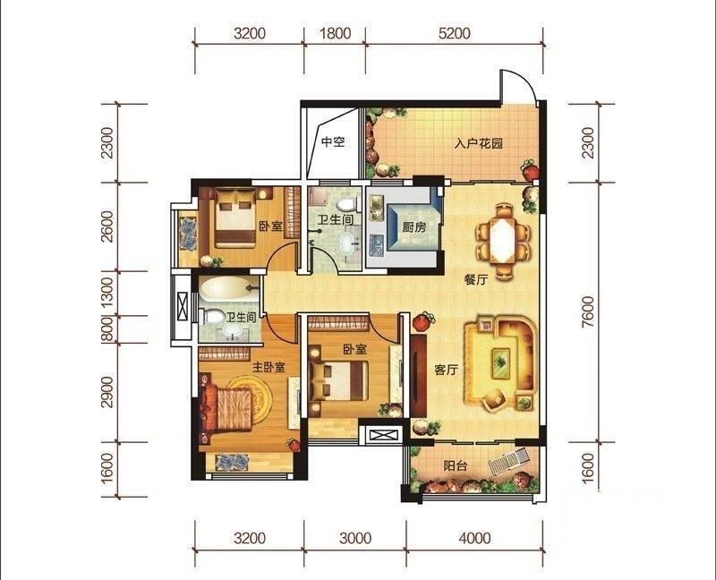 梧桐小区  3室2厅2卫   36.80万户型图