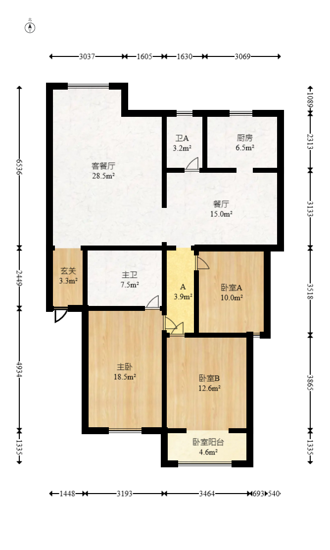 新天地（温馨家园）新长江宾馆  3室2厅1卫   90.00万室内图1