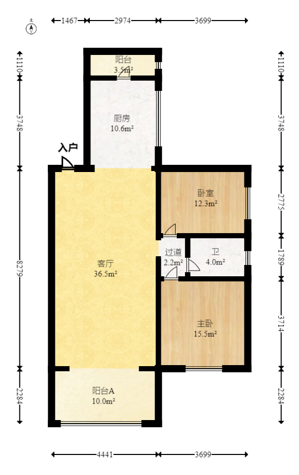 紫晶城  2室2厅1卫   56.80万室内图1