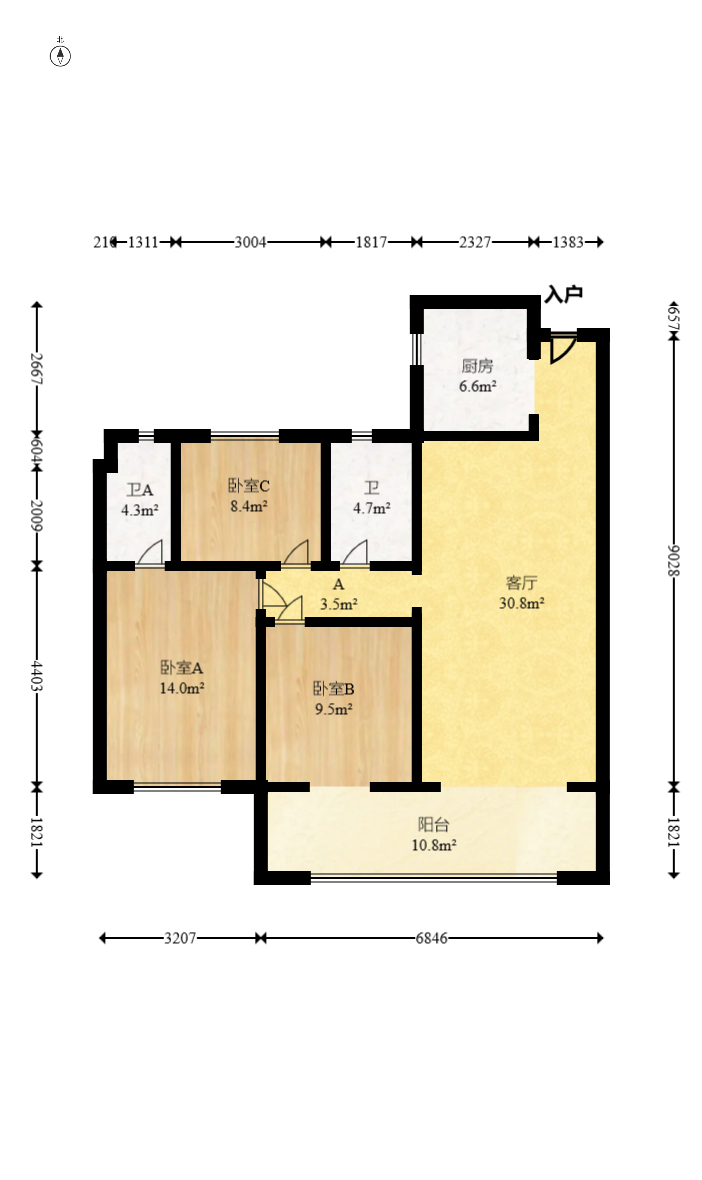 长房悦香山 3室2厅2卫 138.0万 长房悦香山 3室2厅2卫 138.0万户型图