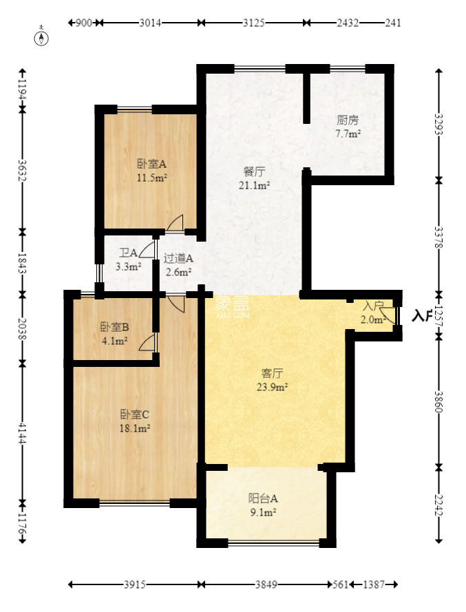 湘核新家园  3室2厅2卫   125.00万