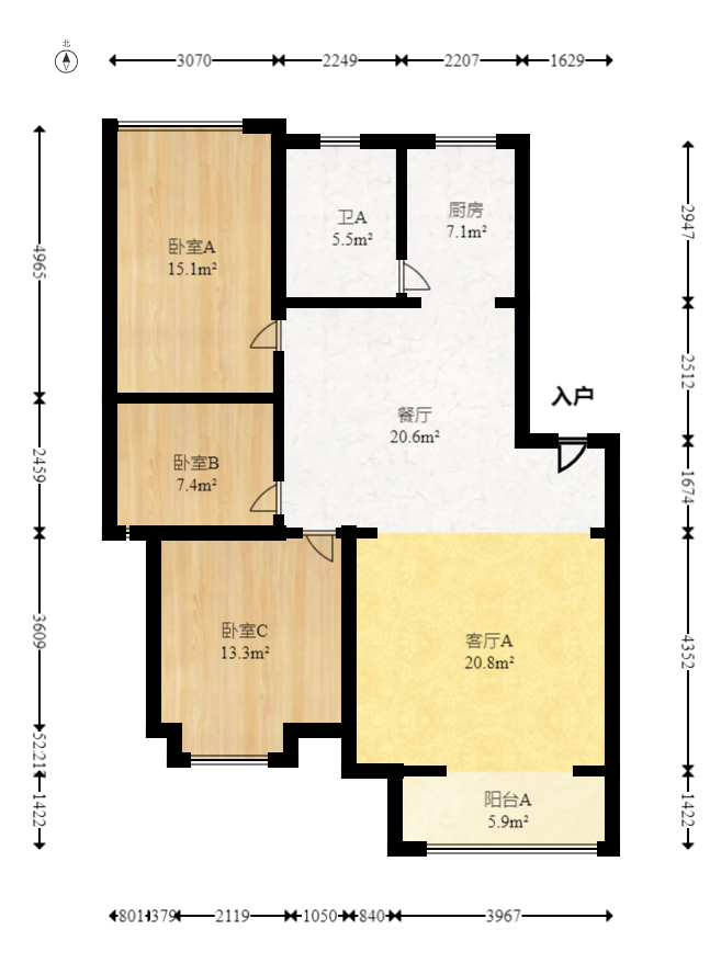 鄱阳小区  3室2厅1卫    56.8万室内图1