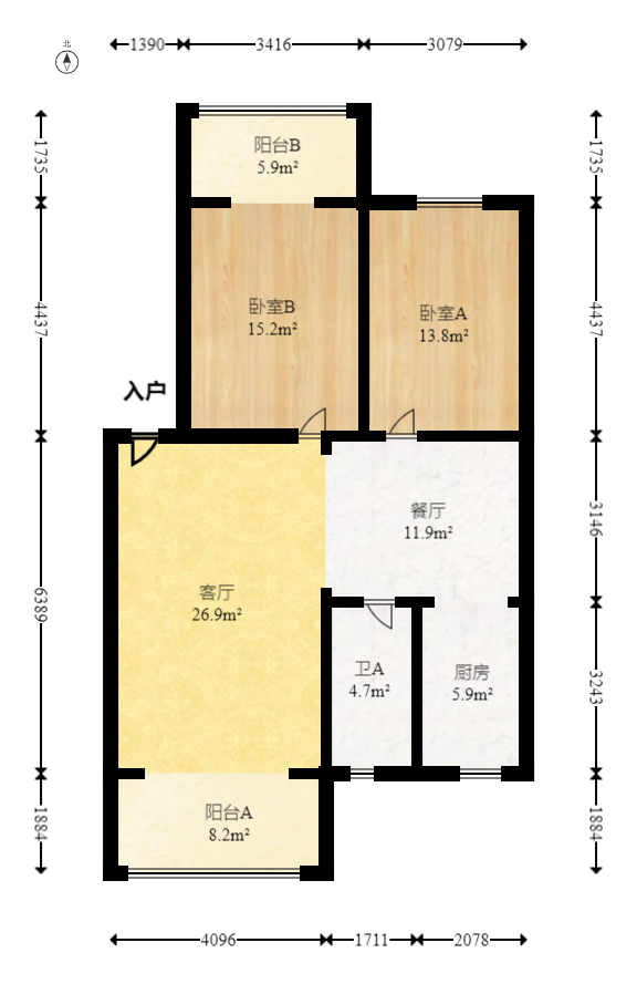 景环小区  2室2厅1卫   48.00万室内图1