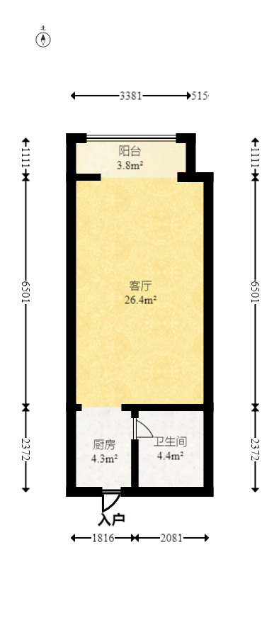 鑫远悦城（鑫远悦时代）  1室1厅1卫   36.00万室内图1