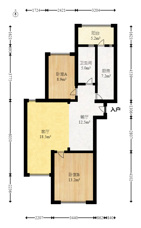 怡海星城  2室2厅1卫   45.00万室内图1