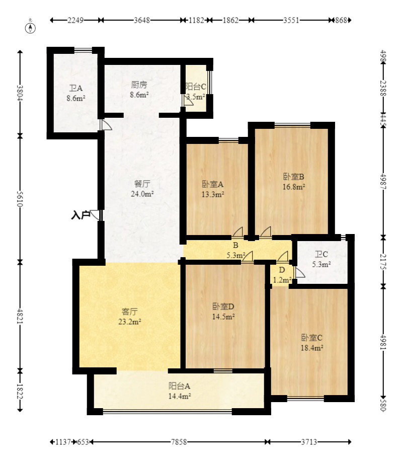 森林城  4室2厅2卫    160.0万 森林城  4室2厅2卫    160.0万户型图