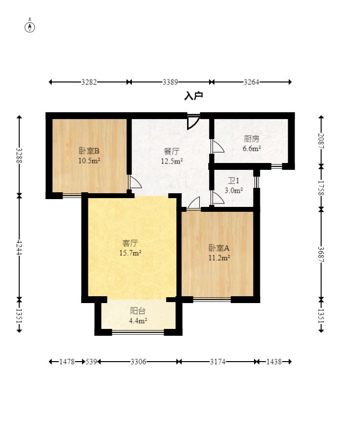 惟泽园 2室1厅1卫 62.0万 惟泽园 2室1厅1卫 62.0万户型图