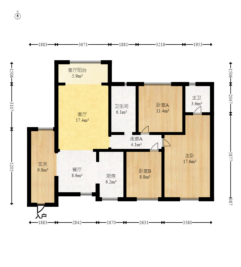 中建芙蓉嘉苑  3室2厅2卫   129.00万室内图1