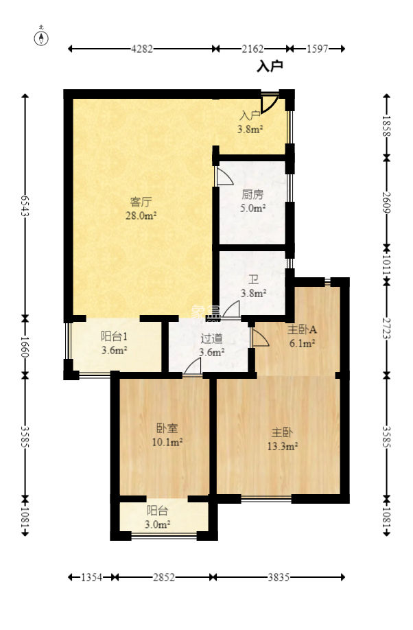 凯通国际城（凯通朝庭）  2室1厅2卫   105.00万