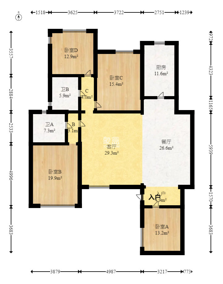 托斯卡纳  4室2厅2卫   308.00万