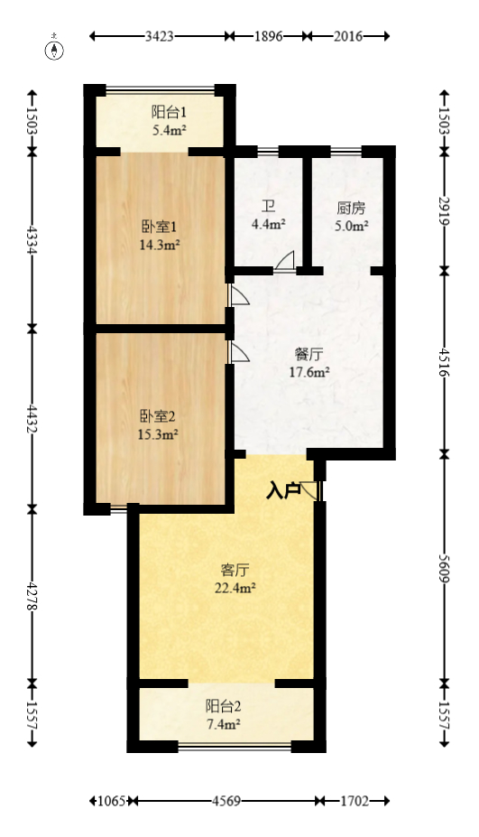 富绿新村  2室1厅1卫   49.70万室内图1