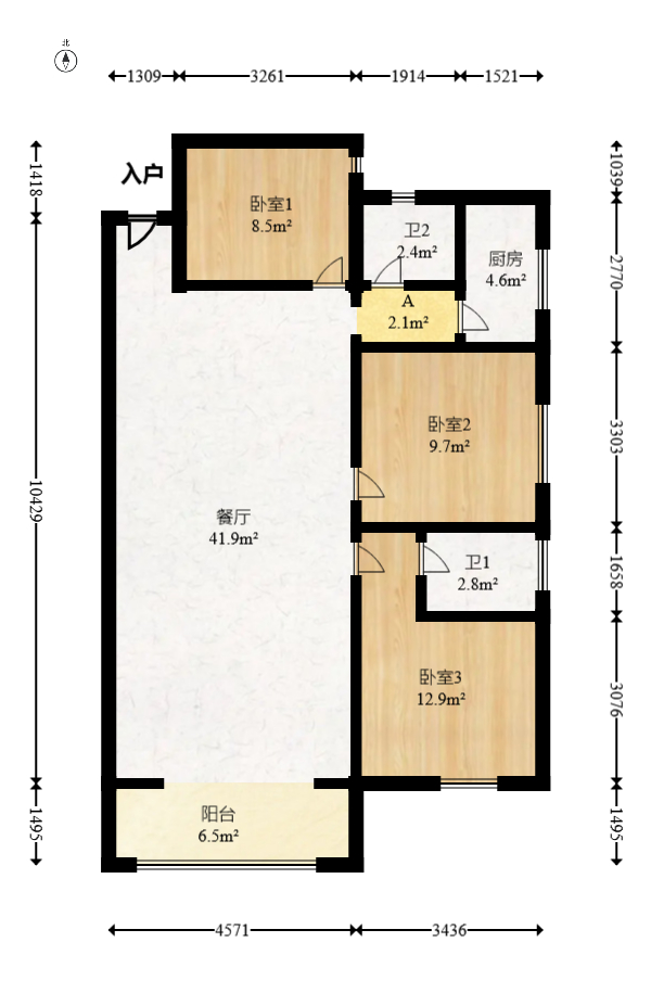 左岸右岸  1室0厅0卫   96.80万室内图1