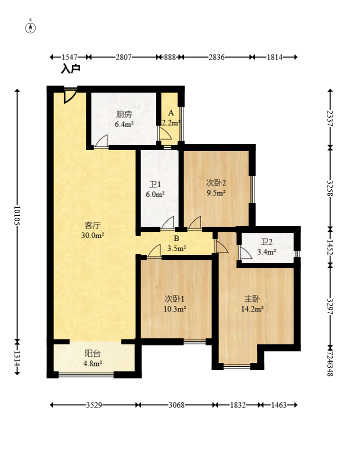恒基凯旋门三期 3室2厅2卫 118.8万 恒基凯旋门三期 3室2厅2卫 118.8万户型图
