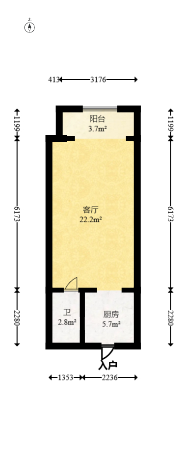 星沙算中心  1室1厅1卫    35.8万 星沙算中心  1室1厅1卫    35.8万户型图