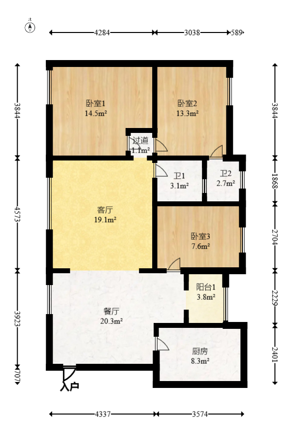 湘域熙岸  3室2厅2卫   150.00万室内图1
