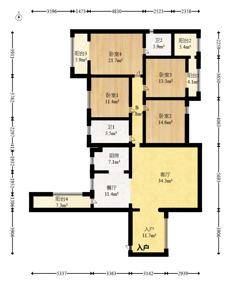 荷花园电信宿舍(天辰荷花苑) 4室2厅2卫 151.0万 荷花园电信宿舍(天辰荷花苑) 4室2厅2卫 151.0万户型图
