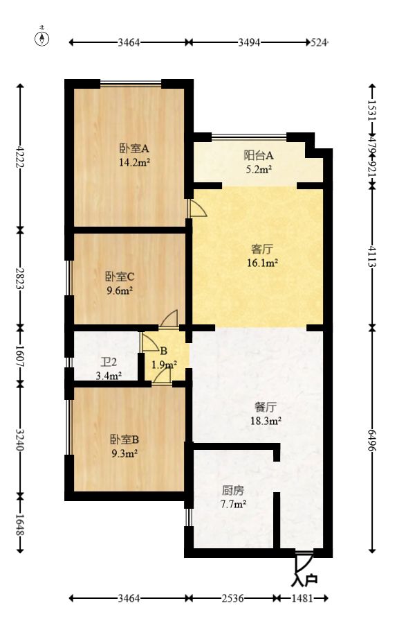 万科金域华府二期  3室2厅1卫    95.0万 万科金域华府二期  3室2厅1卫    95.0万户型图