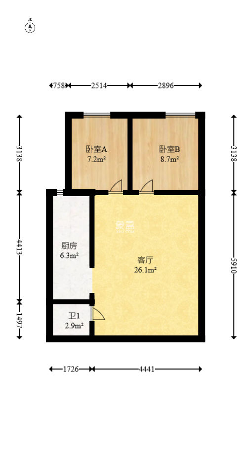 欧亚达国际广场  2室2厅1卫   69.80万