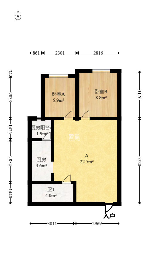 欧亚达国际广场  2室2厅1卫   51.80万