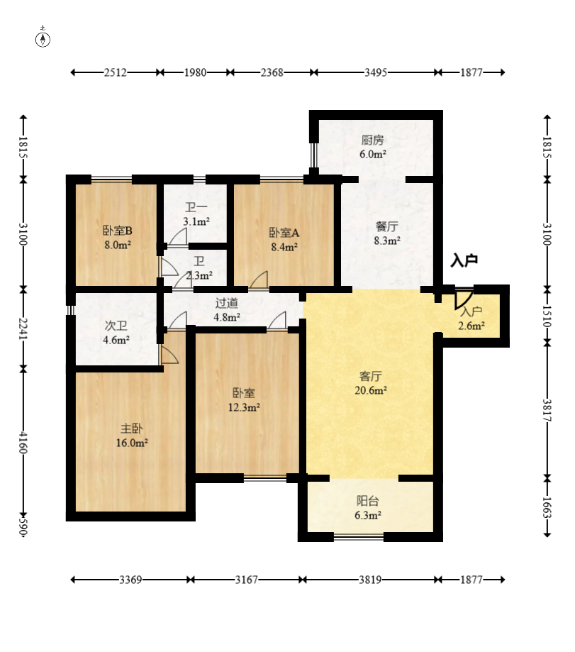 中梁星都荟 4室2厅2卫 98.78万 中梁星都荟 4室2厅2卫 98.78万户型图