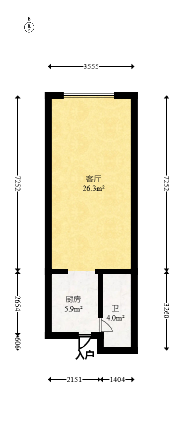 蚂蚁工房  1室1厅1卫   45.00万室内图1