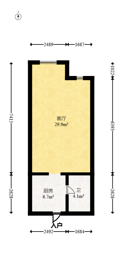 YO领域（领御大厦）  1室1厅1卫   43.80万室内图1
